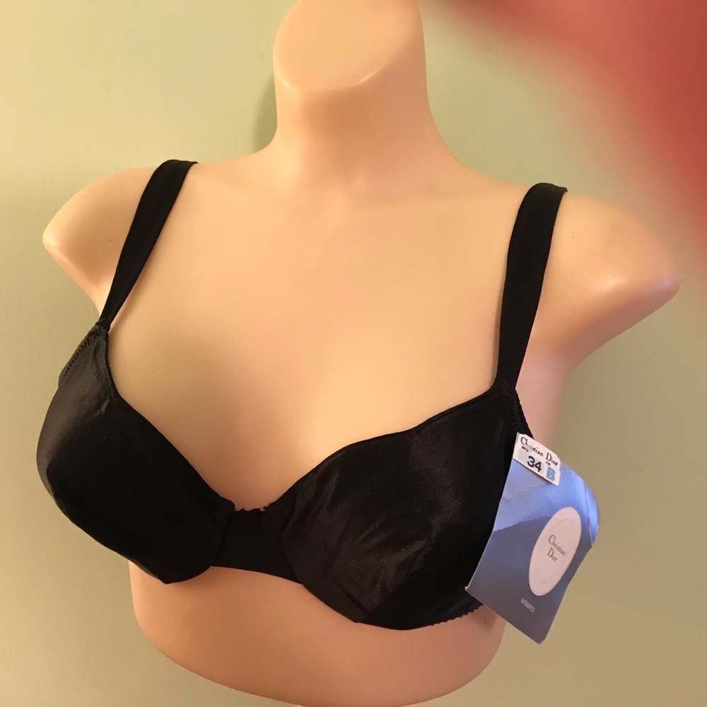 NEW Christian Dior Satin Black Underwire Bra - 34B